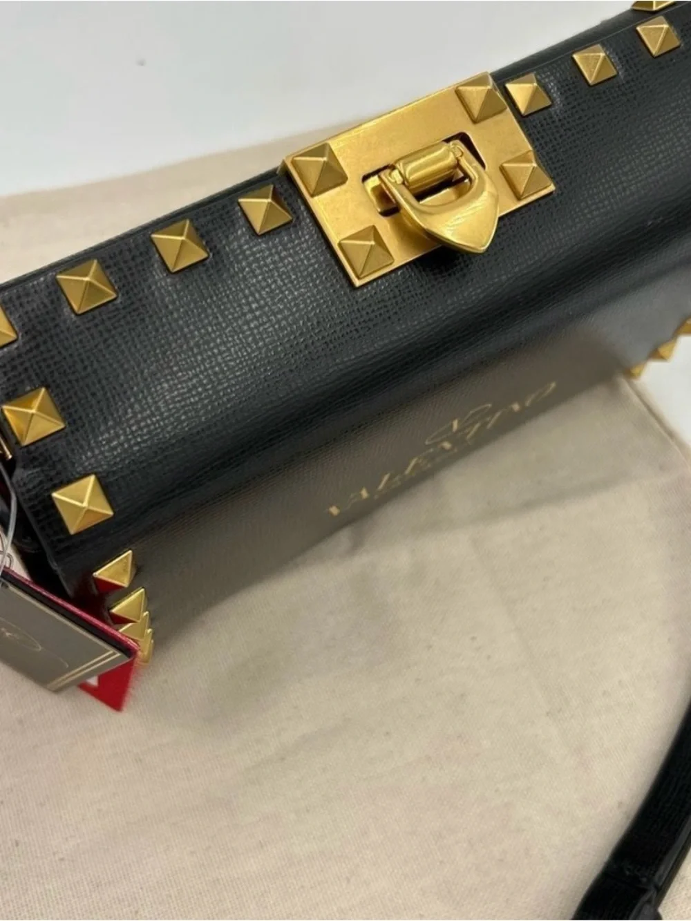 Women’s Valentino Garavani rock, stud, leather shoulder bag made in Italy